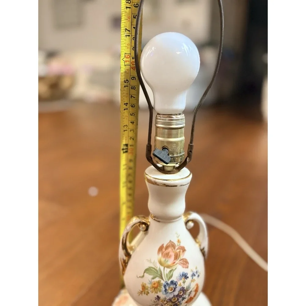 Vintage Urn Style Porcelain Hand Painted Floral Motif With Gold Trim Lamp 20